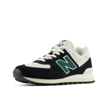 Imagem de New Balance Tênis unissex adulto 574 V2 Konkrete Jungle, preto/branco/verde pântano, 12.5 Wide Women/11 Men