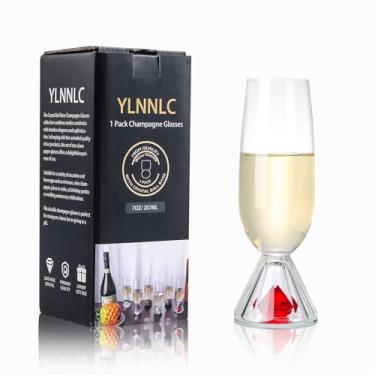 Imagem de YLNNLC Taças de champanhe com base de rubi de cristal, 1 pacote de taças de champanhe reutilizáveis sem chumbo de 200 ml, taças de coquetel, copos Prosecco, copos de mimosa, presente para aniversário