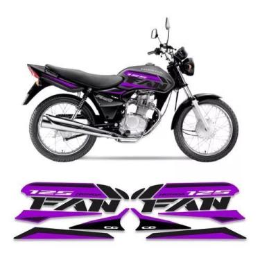 Imagem de Kit Adesivos Carenagem Honda Cg Fan 125 Roxo E Preto - Resitank
