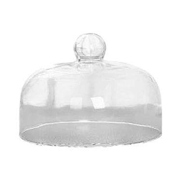 Imagem de YWJLQH Capa de bolo, cúpula de bolo de vidro, tampa da tampa do bolo para servir de casamento de prato de bolo de bolo de bolo decoração, 16x22cm