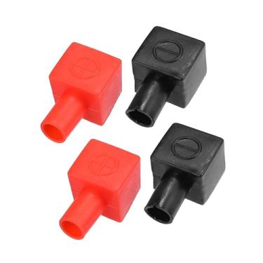 Imagem de REPAIROCK 2 pares de capas de terminal de bateria protetor de bota de cabo positivo e negativo para carros barco 1,8 x 4,1 x 1,5 cm preto vermelho peças de reposição automotiva