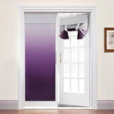 Imagem de Yakamok Cortinas de porta francesas roxas para escurecimento de ambiente ombré para portas, bloco magnético, com isolamento térmico, gravata boê/persiana de enrolar para cozinha, pátio, frontal/janela