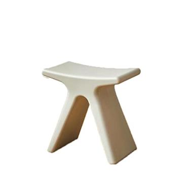 Imagem de ZABEES Banqueta criativa para troca de sapatos, banquinho de plástico para uso doméstico, formato especial, bancos pequenos e baixos para sala de estar, assento acolchoado para quarto