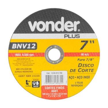 Imagem de Disco de corte 180 mm x 1,6 mm x 22,23 mm bnv12 vonder plus