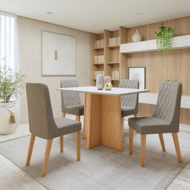 Imagem de Conjunto Sala de Jantar Tampo MDF com 4 Cadeiras  Amêndoa Clean/Off White/Capuccino