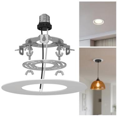 Imagem de gezee Kit De Conversão Luminária Embutida R5 E 6, Para Teto, Pendente, Ventilador Suspenso, Com Chanfro 7¾ Plano, Aço, Medalhão, Acabamento Branco