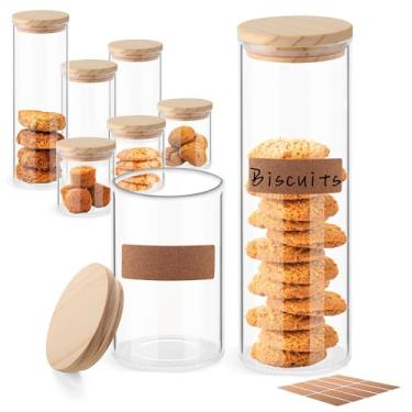 Imagem de ULAB Conjunto De Recipientes Vidro Para Alimentos Com 3,5 Mm Espessura E Tampa, Pacote 6 Potes Transparentes Armazenamento Vários Tamanhos, Herméticos Biscoitos, Doces Grãos Café, Usj1009