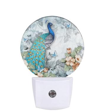 Imagem de Cosharkly Luz Noturna De Pavão, Luzes Encaixe Com Sensor Anoitecer Para Amanhecer Quarto, Banheiro E Sala Estar, Lâmpada Que Favorece O Sono