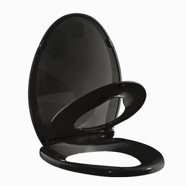 Imagem de Assento de vaso sanitário alongado, assento sanitário de 48 cm com assento de treinamento embutido para crianças, dobradiças fechadas silenciosas, material PP seguro, fácil instalação para banheiros