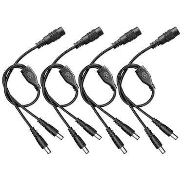 Imagem de ANLINK Pacote com 4, 1 fêmea para 2 machos, cabo divisor de energia CC de 5,5 mm x 2,1 mm, cabo adaptador Y de saída CC de 1 a 2 vias para câmeras CCTV, roteador, fita de luz LED e mais (pacote com 4,