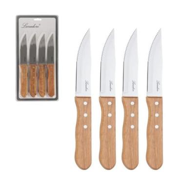 Imagem de Kit 4 Facas Jumbo de Churrasco Laradore Inox e Cabo Madeira