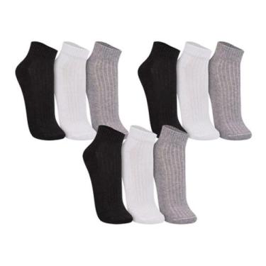 Imagem de Meia Esportiva Cano Médio Trifil Ref.8721 - Kit Com 9, 39-43, Preto/Br