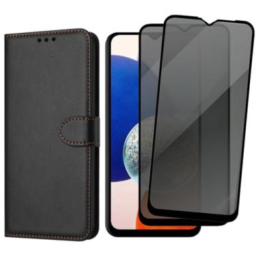 Imagem de Capa Capinha Carteira Para Galaxy A14 Capinha Flip Case + 2 Películas De Vidro 3D Privacidade Anti Spy