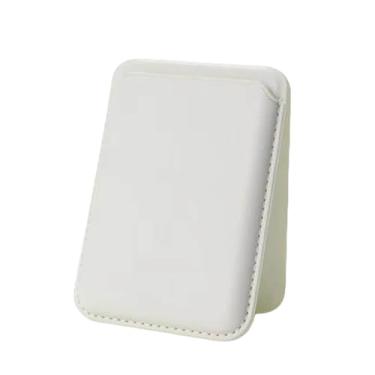 Imagem de Capa magnética de couro para iPhone 16 Plus, 15, 14, 13, 12 Pro Max, moldura de câmera de metal, porta-cartões branco, para iPhone 14