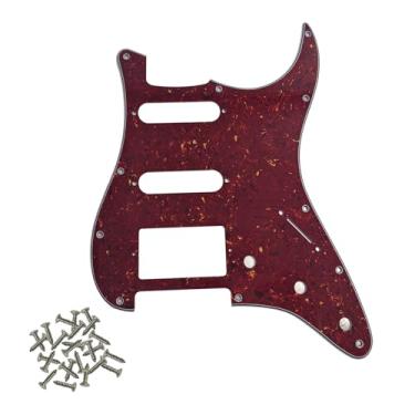 Imagem de SHENGSUI Vintage Tortoise Strat HSS Pickguard 11 furos para guitarra elétrica Pickguard SSH placa para arranhão EUA/Mexicano Fender estilo moderno padrão Stratocaster ST