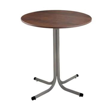 Imagem de Mesa de Jantar Redonda 80cm Cinza Tampo Madeira Imbuia