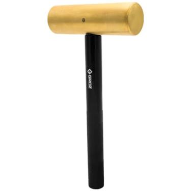 Imagem de Groz Martelo de latão 32494 com cabo de alumínio oxidado preto - 1,8 kg. Peso da cabeça. Diâmetro da cabeça: 1,3/4.