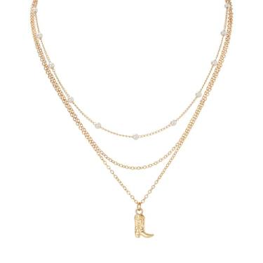 Imagem de colobublie Colar com pingente de chapéu de cowboy cowgirl, banhado a prata, boho, botas personalizadas, corrente ajustável, para homens, estilo ocidental, country, feminino, festa de aniversário