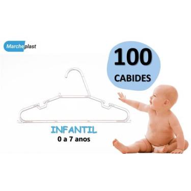 Imagem de Cabide Infantil de Acrílico Transparente Kit com 100 unidades - Marche