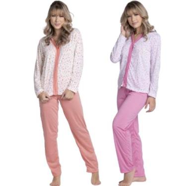 Imagem de KIT 2 Pijama Estampado Amamentação Longo Vekyo Roupa Dormir Pós Parto 