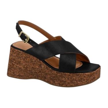 Imagem de Sandália Plataforma Salto de Cortiça Tiras Cruzadas Vizzano 6559.101 (Preto, BR, Adulto, Numérico, 37)