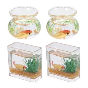 Imagem de Aquário em miniatura Kisangel Tiny Glass Fish Tank x4