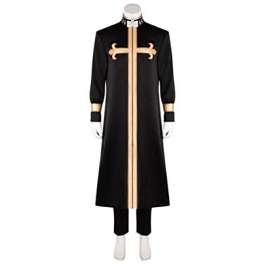 Imagem de RocailleCos Jojo Stone Ocean Anime Enrico Pucci Cosplay Fantasia Fantasia Uniforme para Halloween (P, preto)
