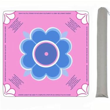 Imagem de Livemy Mahjong Mat for Table with Rules Anti Slip and Noise Reduction Table Cover for Mahjong, Poker, Card Games, Board Games, Dominoes, Tile Games 31.5" x 31.5" with 1 Carrying Bag (Pink)