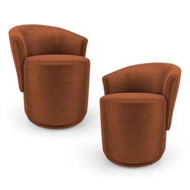 Imagem de Kit 02 Poltronas Orgânicas Living Mavi Fixa Veludo Terracota - Desk Design