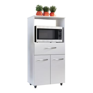 Imagem de Armário De Cozinha Multiuso Luna 60cm Com 02 Portas E Nicho Integrado Branco - Desk Design