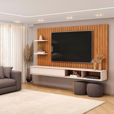 Imagem de Painel Para Tv Até 60 Polegadas 1 Porta Friz Freijó/off White - Dj Móveis