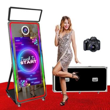 Imagem de Máquina de cabine fotográfica espelhada mágica de 165 cm, espelhos de tela sensível ao toque de 109 cm, cabine fotográfica DSLR com estojo de voo, para festas de casamento e aluguel de eventos (preto
