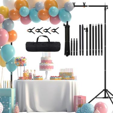 Imagem de Maxztill Suporte de pano de fundo de 3 x 2,1 m, kit de suporte de fundo de estúdio fotográfico ajustável, suporte de banner para festas, decoração de fotografia de casamento com bolsa de transporte