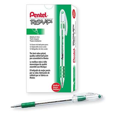 Imagem de Pentel Caneta Esferográfica Rsvp, Ponta Média, Tinta Verde (Bk91-D) 12 No Total 12 Unidades (Pacote Com 1) Verde, Transparente