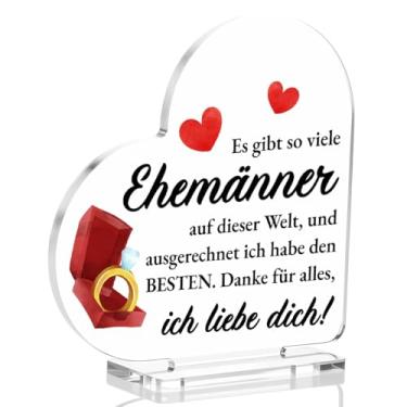 Imagem de Marido presentes da esposa, eu te amo placa de coração acrílico presentes românticos para marido Natal aniversário aniversário aniversário