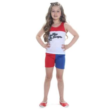 Imagem de Fantasia Arlequina Regata e Shorts Infantil Curta - Harley Quiin - Esq