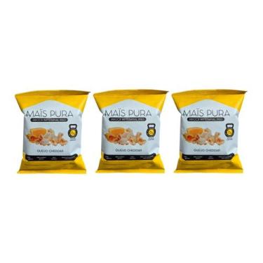 Imagem de Kit 3 Pipoca Natural com Proteína e Colágeno  Queijo Cheddar 30g Mais 