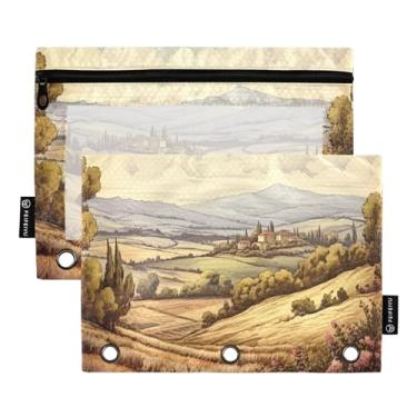 Imagem de Wassud Pacote com 2 pastas de fichário para cenário de montanha, pastas de bolso com 3 furos, organizador de fichários para casa, escritório