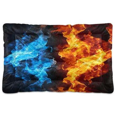Imagem de Wassud Cama de cachorro Flame Outdoor para cães pequenos, lavável, impermeável, para viagem, tapete portátil para gatos com fundo antiderrapante para uso interno e dormir 45,7 x 61 cm