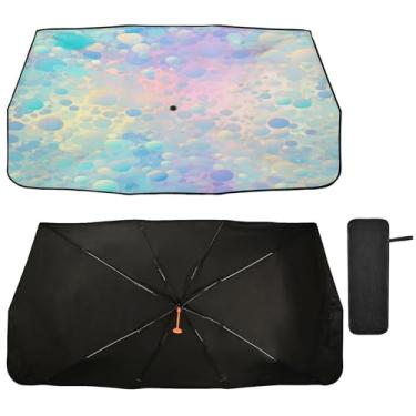 Imagem de Kigai Lindo guarda-chuva colorido com estampa de leopardo, para-brisa de carro, para-sol dobrável, para-brisa para carro, caminhonete, SUV, caminhonete para a maioria dos veículos, para-brisas