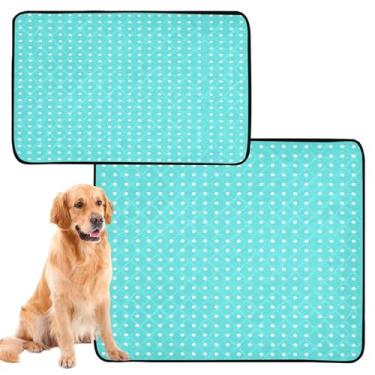 Imagem de CEBUGI Almofadas de xixi laváveis para cães, pacote com 3, almofadas impermeáveis para filhotes de cachorro, antiderrapantes, à prova de vazamento, para cama de cercadinho, pequenas, bolinhas brancas