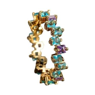 Imagem de Feminino luz roxo zircão pedra anel bonito cor de ouro verão jóias de 