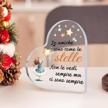 Imagem de Presentes inspiradores para amigos, mãe, irmã, menina, colega de trabalho, cristãs, placas e placas decorativas de acrílico de Natal, 9 x 8 cm acessórios de mesa de escritório decoração (italiano)