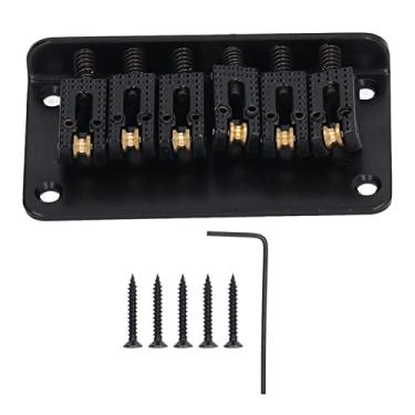 Imagem de RiToEasysports Ponte de Guitarra, Liga de Zinco Cobre Hardtail Sela Ponte 6 Cordas 78mm Substituição do Arremate da Guitarra Elétrica para Ukulele Baixo Elétrico (Preta)