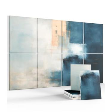 Imagem de Painéis acústicos de arte de parede, painéis de parede à prova de som de 177 cm × 119 cm - pacote com 8 com 60 abas adesivas, painéis decorativos de absorção de som para sala de estar e estúdio de