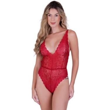 Imagem de Body Isabel Rendado Cor:RubiTamanho:M - Class Lingerie, Rubi, M