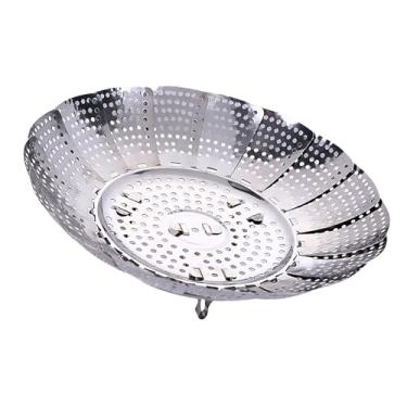 Imagem de Yosoo Cesta de Vegetal Dobrável, Cesta de Expansível Dobrável de Aço Inoxidável Com Furos de Drenagem, Tamanho Compacto para Fácil Armazenamento e Transporte (S)