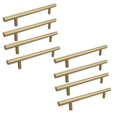 Imagem de Kit 8 Puxador Haste Dourado Em Inox Redondo 128mm - RENNA