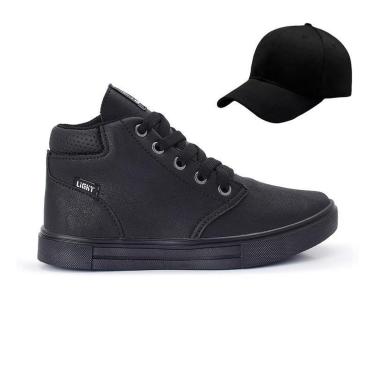 Imagem de Tênis Botinha Infantil Masculino Casual Cano Alto Confortavel + Bone-Masculino