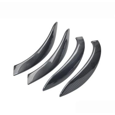 Imagem de 4 pçs preto/bege esquerda direita frente traseira interior do carro maçaneta da porta puxar guarnição capa Compatível com bmw f30 f31 f32 f33 f35 f36 f80(Carbon Fiber Cover)